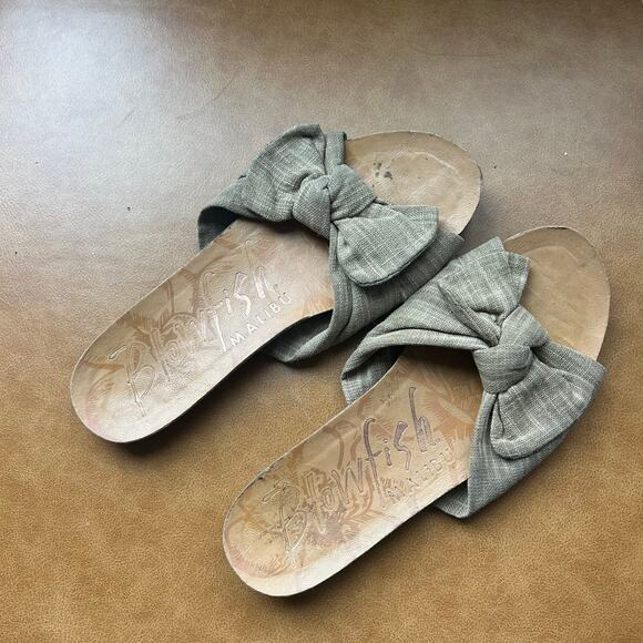 Blowfish Malibu Bow Slide Sandals Casual Slip On Shoes‎ Neutral Size 6 - Picture 1 of 5